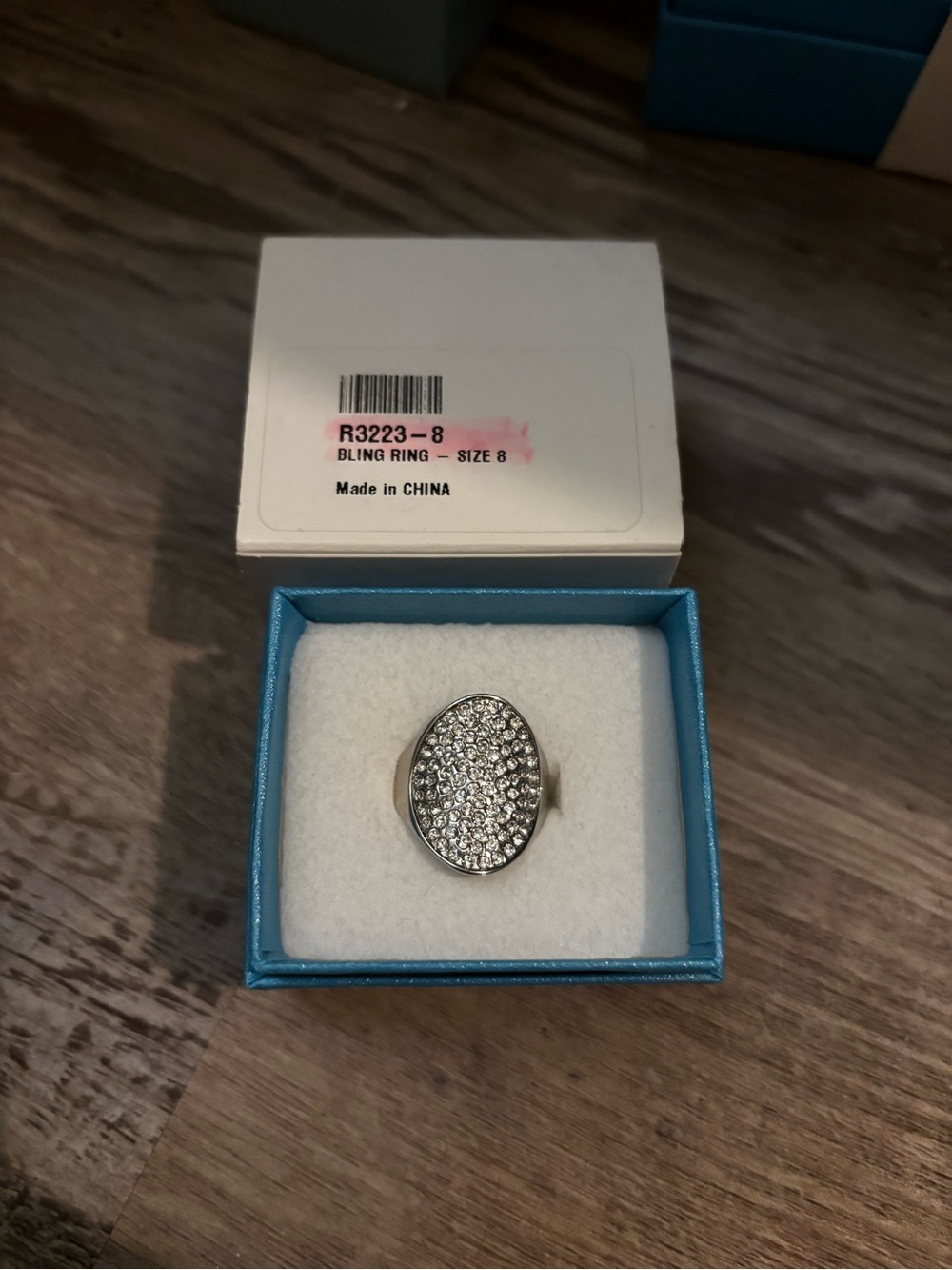 Touchstone Crystal Silver Pavé Oval Ring with Clear Crystals